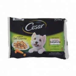 Cesar Delizie del Giorno Multipack Selezione in Gelatina Pollo e Carote - Manzo e Verdure 4x100 Gr