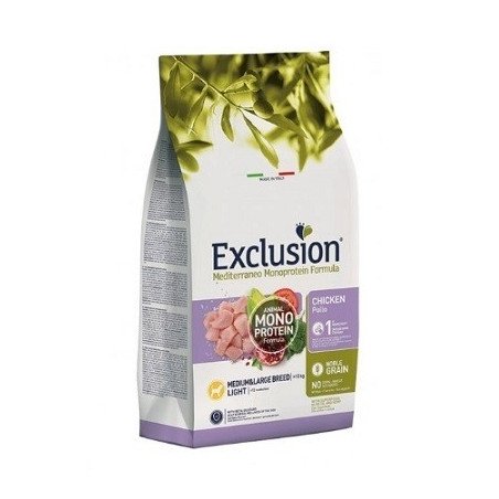 Exclusion Mediterraneo Dog Light Pollo Medium 12 Kg