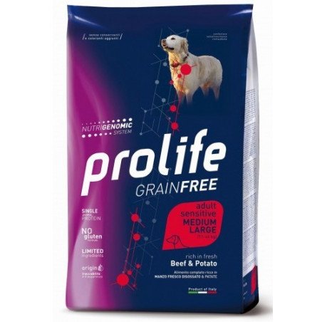 Prolife Sensitive Grain Free Adult Medium Large Manzo e Patate 10 Kg