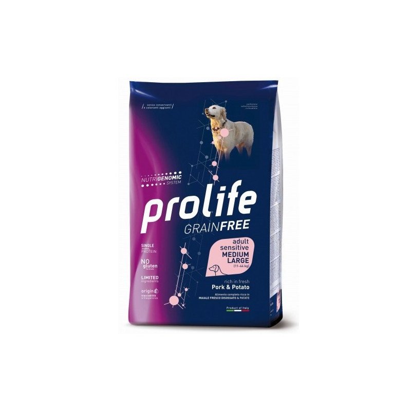 Prolife Sensitive Grain Free Adult Medium Large Maiale e Patate 10 Kg