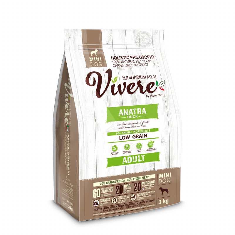 Vivere Low Grain Adult Gluten Free Anatra Mini 3 Kg