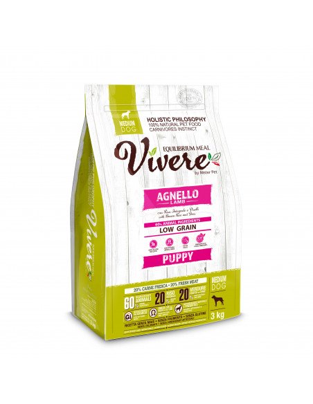 Vivere Low Grain Puppy Gluten Free Agnello Medium 3 kg