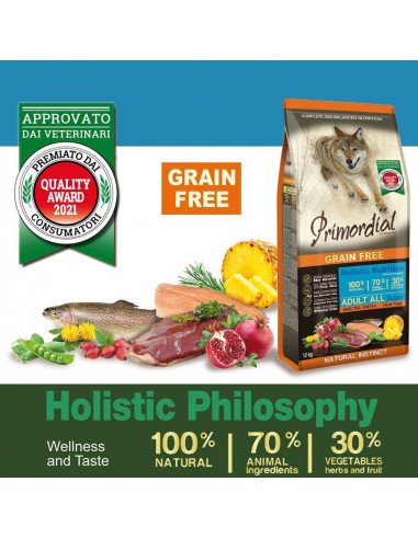 Primordial Grain Free Cane Adult Anatra E Trota Kg 12 award