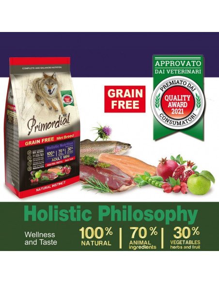 Primordial Grain Free Cane Adult Mini Anatra E Trota Kg 2 award