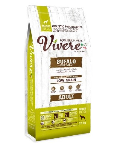 Vivere Low Grain Adult Gluten Free Bufalo Medium 12 kg