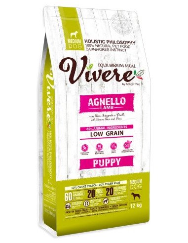 Vivere Low Grain Puppy Gluten Free Agnello Medium 12 kg