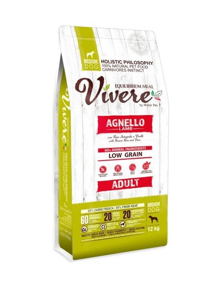 Vivere Low Grain Adult Gluten Free Agnello Medium 12 kg