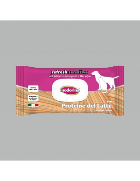 Inodorina salviette cani Refresh Proteine Latte 40 Pz
