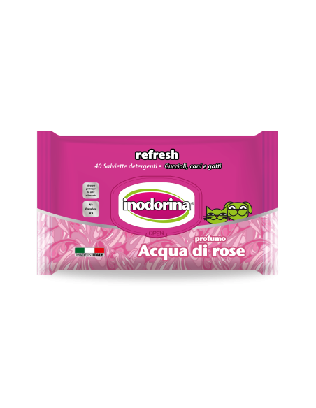 Inodorina Salviette Per Gatti Refresh Acqua Di Rose 40 Pz