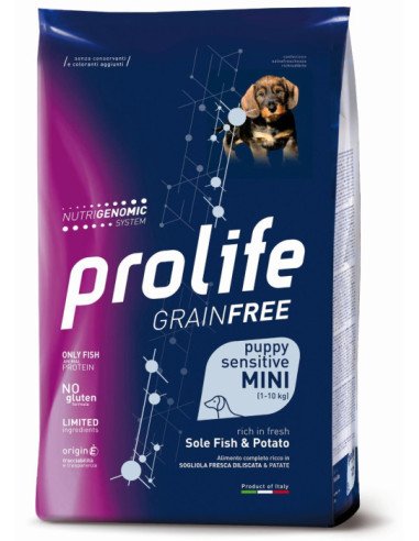 Prolife Grain Free Cane Puppy Sensitive Mini Sogliola e Patate 2 Kg